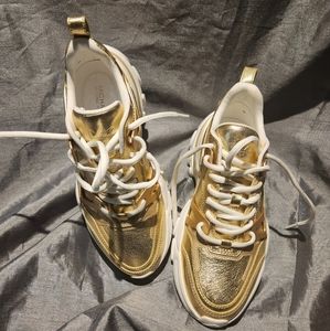 MICHAEL MICHAEL KORS • Nick Metallic Leather Trainers • 6M